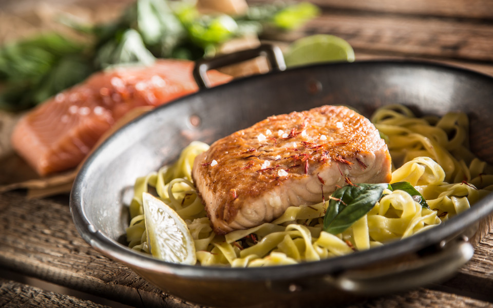 Lachs mit Pasta